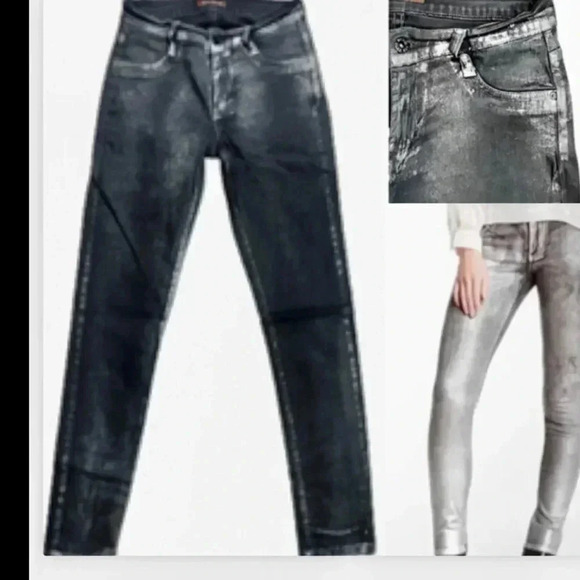 - JAMES JEANS TWIGGY BLACK & SILVER  FLAKE SHIMMER SKINNY WOMENS SIZE 28 SMALL - Picture 2 of 12